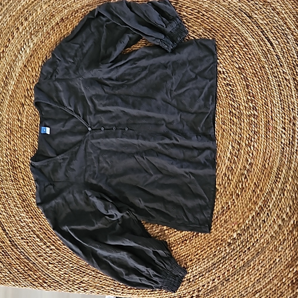 Women's Old Navy V-Neck Puffy Long Sleeve Top Dark Gray Size XL